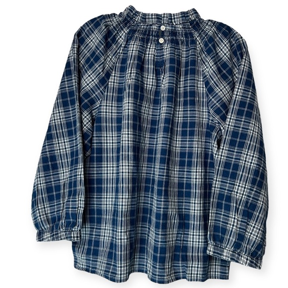 J. Crew NWT Navy Plaid Ruffle Blouse - Picture 5 of 8